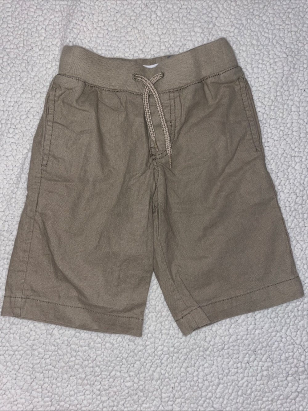 Old Navy Boys Linen Knit Shorts Elastic Waist Pockets Size 6/7 Surplus Khaki
